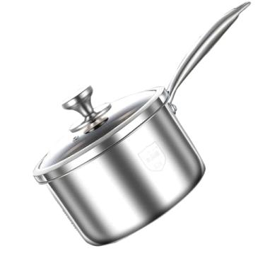 Imagem de Panela de aço inoxidável espessa, panela de leite de 1,3 litro de cabo longo com tampa para aquecer, cozinhar e ferver leite, espaguete, sopa na cozinha e ao ar livre (engrossada)