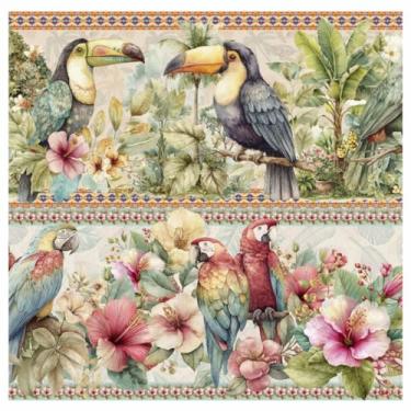 Imagem de Tecido Tricoline Digital Barrado Tropicália 100% Algodão