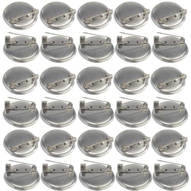 Imagem de PDETVEO 50 peças de broche de 28,5 mm com base redonda, fechos de bandeja plana para fazer joias e artesanato com crachás