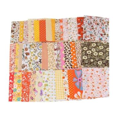 Imagem de 50 peças de tecido de algodão acolchoado quadrados florais pré-cortados folhas quadradas para costurar, scrapbook, artesanato, patchwork, 10 x 10 cm