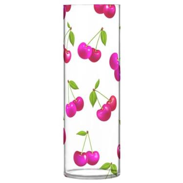 Imagem de CEBUGI Vaso de flor de cerejeira 10 x 30 cm, vaso cilíndrico para flores, vaso transparente inquebrável para decoração de casa de festa de casamento