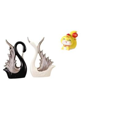 Imagem de Whtkoph Estatuetas de Cisne E Serpente, Escultura em Resina Cerâmica, Ornamento de Mesa, Decoração de Prateleira, Peça Central, Decoração de Aniversário,