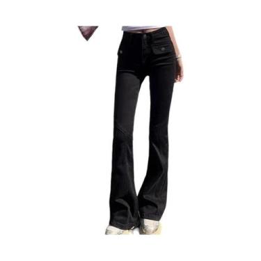 Imagem de Calças Jeans Flare De Cintura Alta E Ajuste Slim Para Mulheres, Design