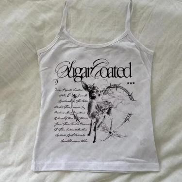 Imagem de Camiseta Sem Mangas Estilo Harajuku Gótico Com Estampa De Letras, Top 