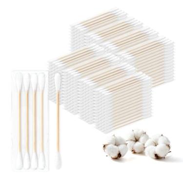 Imagem de Cotonetes de algodão tamanho de viagem, cotonetes de algodão embalados individualmente, palito de madeira de ponta dupla, cotonetes de algodão para maquiagem de orelha, hotel, limpeza diária para
