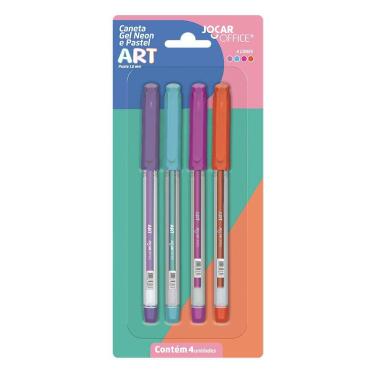 Imagem de Caneta Gel Art Jocar Office Pastel + Neon 1.0mm 4 Unidades