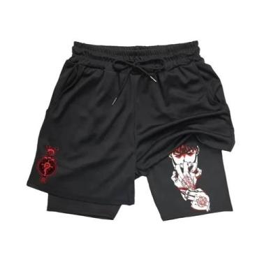Imagem de Shorts De Fitness Masculinos Anime Fullmetal Alchemist 2 Em 1 Compress
