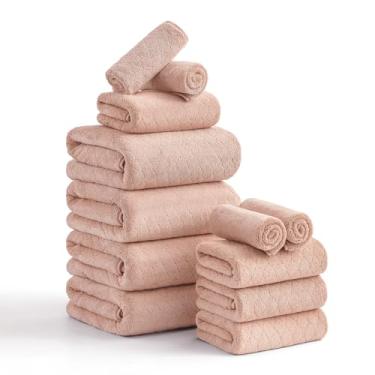 Imagem de Hailea Conjunto de toalhas de banho de luxo - 12 peças (4 toalhas de banho grandes, 4 toalhas de mão, 4 toalhas), 100% microfibra, extra absorvente super macio e de secagem rápida, pacote familiar