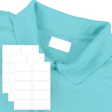 Imagem de 30 peças de etiquetas de tecido de roupas que não passam a ferro, 1,27 cm x 3,5 cm, etiquetas autoadesivas brancas para escrita, lavadora e secadora, à prova d'água para escola, residências, creches