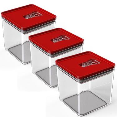 Imagem de Kit Pote Mantimento Hermético 3 Peças de 1L Organizador Cozinha Acríli