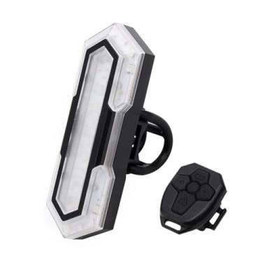 Imagem de QPDRNC Lanterna traseira de bicicleta sem fio 800 mAh à prova d'água, 5 modos de luz, iluminação de 180°, instalação fácil com controle remoto de buzina de 120 dB para ciclismo noturno (preto)