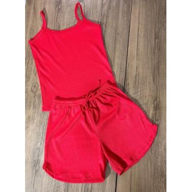 Imagem de Conjunto feminino shorts e regata feminina malha canelada conforto / m