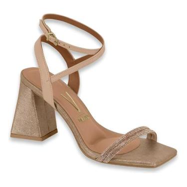 Imagem de Sandália Vizzano Bege Golden Salto Bloco Confortável, Bege golden, 36