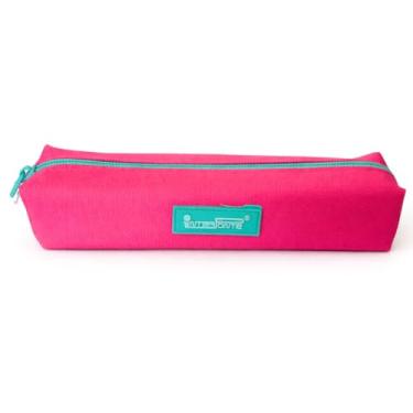 Imagem de Estojo Escolar Faculdade Para Canetas, Lápis, Com Zíper, Feminino Liso, Organize Materiais Escolares,Tecido PVC Resistente Durável Tamanho 20x5x3.5 cm (Pink)