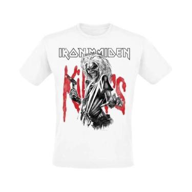 Imagem de Camiseta Masculina Escura Solta Com Estampa Gráfica Iron Maiden Rock V
