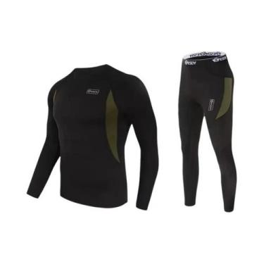 Imagem de Conjunto De Roupa Térmica Masculina De Compressão Em Fleece De Secagem