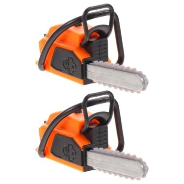 Imagem de DECHOUS Modelo de motosserra em miniatura em escala 1:12, ferramenta de casa de bonecas falsa para meninos e meninas, design realista, 2 peças, mini enfeite de motosserra de plástico