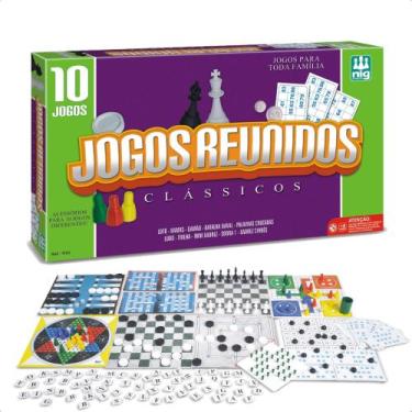 Imagem de Kit 10 Jogos Clássicos Reunidos Xadrez Damas Ludo Batalha Naval Palavr