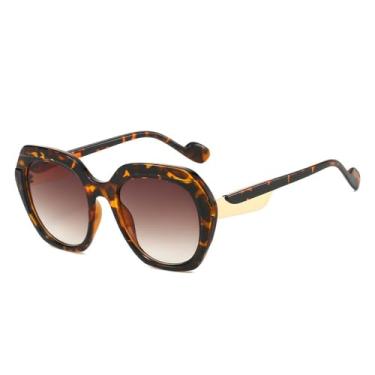 Imagem de Óculos de Sol UV400 - Estampa Oval Degradê de Leopardo em Cores Candy para Homens e Mulheres, Ideal para Esportes ao Ar Livre, Corrida e Ciclismo, Cor Marrom Leopardo