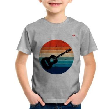 Imagem de Camiseta Infantil Violão Vintage Sunset - Foca na Moda, Cinza, 2