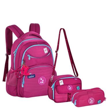 Imagem de Kit Mochila Costas Lancheira E Estojo Rosa Luluca