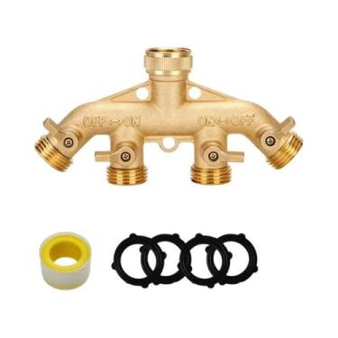 Imagem de Conector De Mangueira De Jardim Em Latão Tipo Y De 3/4 Polegadas Com 2