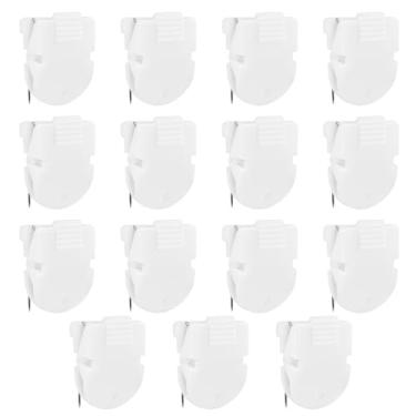 Imagem de 15 clipes de cubículo, clipes de cubo de plástico para paredes de tecido, painéis de tecido, ganchos de parede para pendurar fotos, notas, memorandos, documentos (branco)