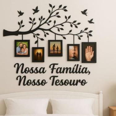 Imagem de Quadro Porta-Retrato Decorativo de Parede MDF 10x15 com Árvore – Fotos de Família(PRETO 70x120)