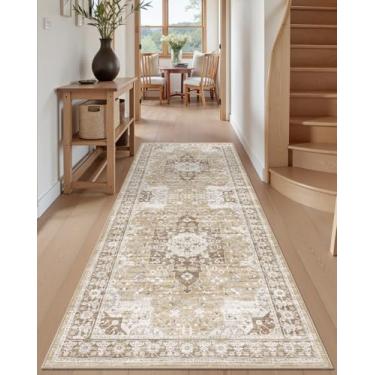 Imagem de DEXI Tapete de corredor de corredor, tapete antiderrapante envelhecido 7,5 x 17,8 cm, boho vintage, macio e fino, tapete de entrada lavável resistente a manchas para entrada, cozinha, lavanderia, sala