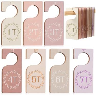 Imagem de Patelai 7 divisórias de madeira para armário de bebê para organizador de roupas de 1 a 7 anos, divisórias de armário, organização de berçário para casa, roupas de bebês recém-nascidos (tom de terra)