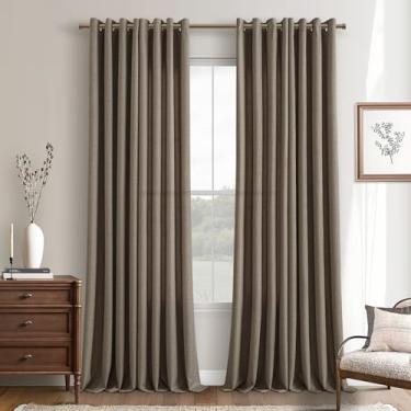 Imagem de Cortinas semitransparentes marrom chocolate, conjunto de 2 painéis, linho, linho, bronze, ilhós, filtragem de luz, cortinas de privacidade, rústico, vintage, casa de fazenda, do chão ao teto, cortinas