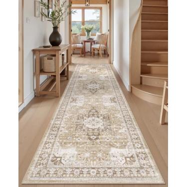 Imagem de DEXI Tapete de corredor de corredor, tapete antiderrapante envelhecido 7,5 x 30,5 cm, boho vintage, macio e fino, tapete de entrada lavável resistente a manchas para entrada, cozinha, lavanderia, sala