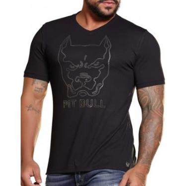 Imagem de Camiseta Slim Gola V Casual e Estilosa com Estampa Pit Bull Jeans 86700-Masculino