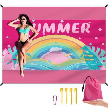 Imagem de Cobertor de praia DPWCVM 211x270cm Impermeável Rosa à Prova de Areia