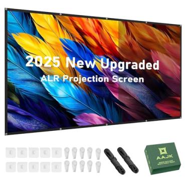 Imagem de AAJK Tela De Projeção Alr, Filmes 4K 16:9 Hd Dobrável, Anti-Vinco, Projetor Portátil, Para Home Theater, Ambientes Internos E Externos, Suporte Dupla