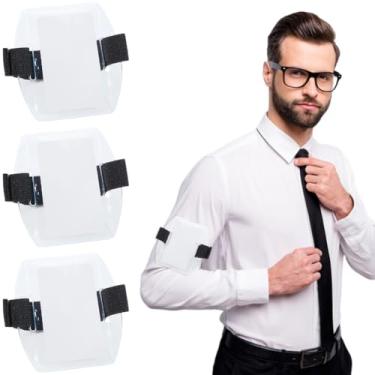 Imagem de GORGECRAFT Suporte de crachá de braço de plástico transparente ajustável universal preto poliéster elástico porta-cartões de identificação bolsa de braçadeira com fecho de gancho e laço para cartões