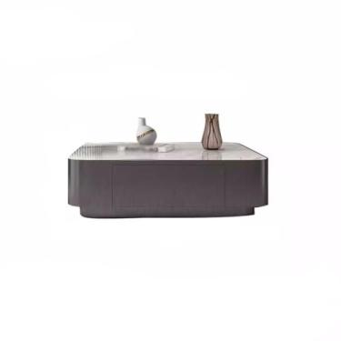 Imagem de Mesa de centro italiana minimalista mesa de sala de estar quadrada ardósia mesa de centro simples pequeno apartamento moderno criatividade quarto mesa (A,80 * 80 * 32 cm)