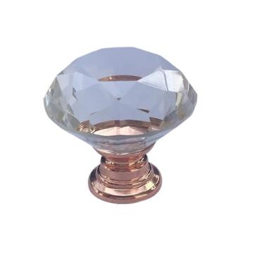 Imagem de CXYFQUUK Puxador de móveis de vidro cristal + liga de zinco ouro rosa puxador e puxadores de cozinha para penteadeira de cozinha, 2 peças