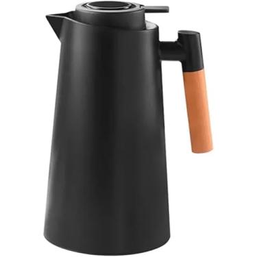 Imagem de Garrafa Térmica 1L Premium – Design Elegante em Preto com Cabo de Madeira | Ideal para Café, Chá e Bebidas Quentes | Mesa Posta Sofisticada