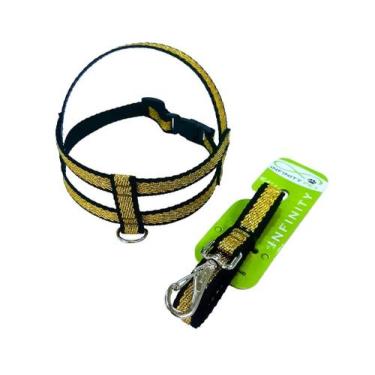 Imagem de Conjunto Peitoral de Nylon Super Glitter com Guia para Cachorro - Esti