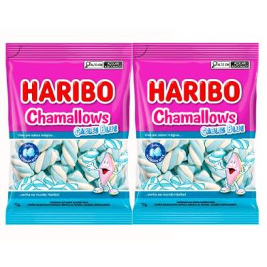 Imagem de Kit 2 Marshmallows Haribo Chamallows Cables Blue Sabor Algodão Doce 70
