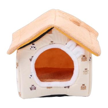 Imagem de Asixxsix Cama de Gato para Gatos Internos, Casa de Gato Quente de Inverno Com Almofada de Pelúcia, Cama de Dormir Lavável Removível para Caverna de, Abrigo para de 14,96 X 14,17 (Amarelo Tamanho M)