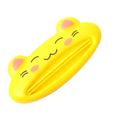 Imagem de Generic Espremedor de Pasta de Dente Dispensador de Plástico ABS Bonito de Desenho Animado para Banheiro Doméstico, Acessório de Pasta de Dente Sem Esforço para Hábitos de Escovação Consistentes, Belo Presente para Adolescentes e Adultos (gato amarelo)