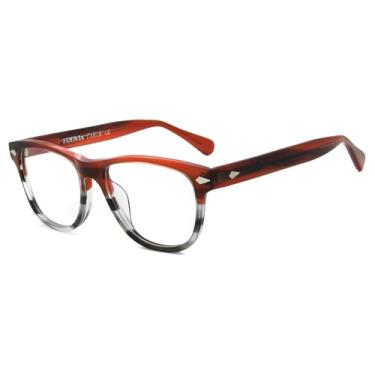 Imagem de Óculos de acetato para homens e mulheres sem prescrição médica, óculos quadrados exclusivos da moda, armação grossa