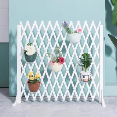 Imagem de Cerca de treliça de madeira expansível - Painel retrátil de treliça de jardim, tela independente sem escavação para plantas trepadeiras, rack vertical, marrom (210 cm x 100 cm) - Ideal para quintais e