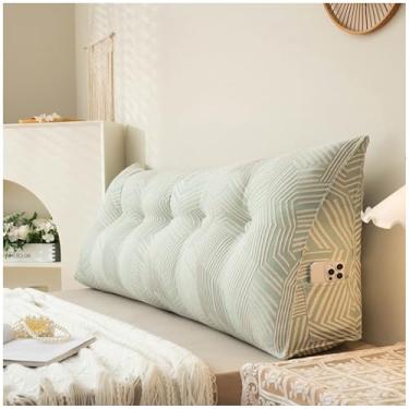 Imagem de Travesseiro triangular grande para leitura na cama | Travesseiro de apoio para encosto de cabeceira | Travesseiro confortável de 120 cm para sentar na cama | Ideal para relaxar e ler