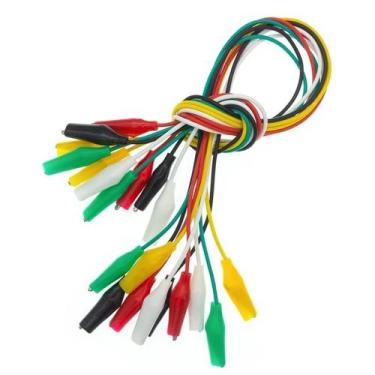 Imagem de 10 Peças De Cabos De Teste Elétricos Com Garras De Crocodilo Duplas Pa