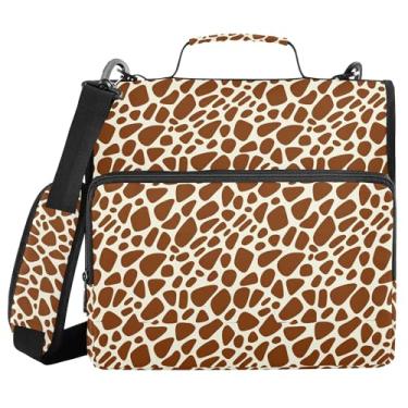 Imagem de SEHANY Fichário de zíper com estampa de leopardo com alça de ombro, capacidade para 500 folhas, vários bolsos, fichário com 3 anéis com zíper de 3 cm