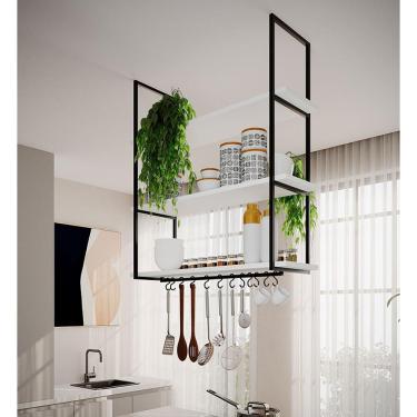 Imagem de Nicho De Teto Indústrial Denver 95cm Preto E Branco Preto