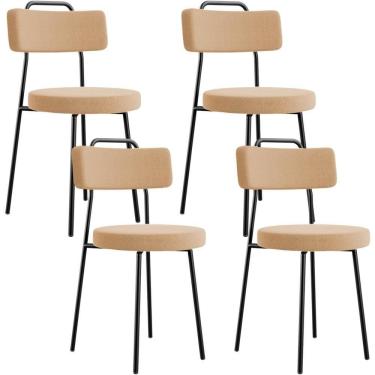 Imagem de Kit 04 Cadeiras Decorativas Estofada Para Sala De Jantar Barcelona L02 Bouclê Mostarda - Lyam Decor